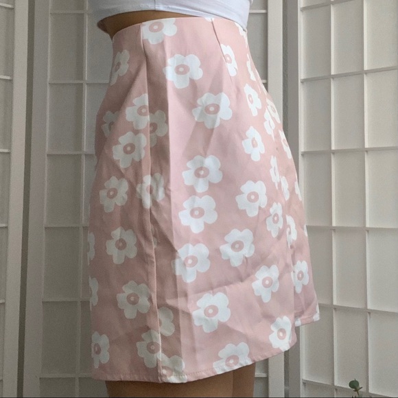 shein pink floral mini skirt - Picture 9 of 11
